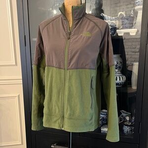 The North Face Olive and Charcoal Fleece Jacket